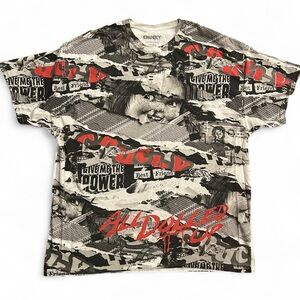 Hybrid & Company AOP Graphic Chucky Tee - Black, Red, White
